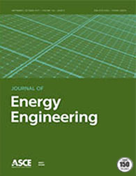 Journal of Energy Engineering cover with an image of solar panels on a green background. The journal title and ASCE logo are displayed as well.